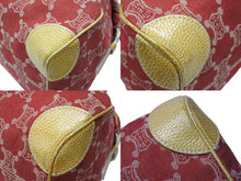 Load image into Gallery viewer, CELINE セリーヌ マカダム キャンバス ショルダーバッグ WS14661 シルバー金具 レッド コットン レザー 美品 中古 4b008123