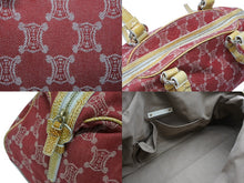 Load image into Gallery viewer, CELINE セリーヌ マカダム キャンバス ショルダーバッグ WS14661 シルバー金具 レッド コットン レザー 美品 中古 4b008123