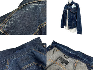 極美品 CHROME HEARTS クロムハーツ × LEVI'S リーバイス デニムジャケット フローラル クロスパッチ デニムジャケット サイズ10Y 中古 4b008137