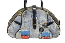 Load image into Gallery viewer, CHRISTIAN DIOR クリスチャンディオール ダブルサドル ボストンバッグ Y2K デニム ブラック ブルー マルチカラー 美品 中古 4b008140