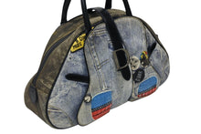 Load image into Gallery viewer, CHRISTIAN DIOR クリスチャンディオール ダブルサドル ボストンバッグ Y2K デニム ブラック ブルー マルチカラー 美品 中古 4b008140