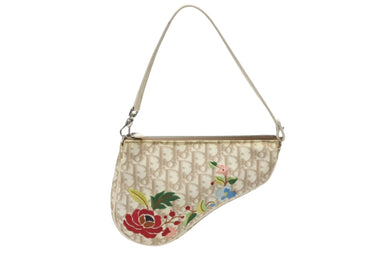CHRISTIAN DIOR クリスチャンディオール サドルバッグ エンブロイダリー ガリアーノ期 ハンドバッグ ベージュ 良品 中古 4b008141