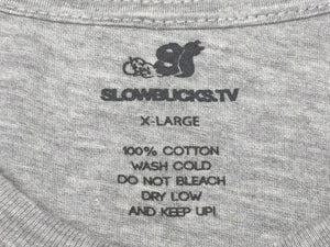 SlowBucksTv スロウバックスティービー Tシャツ 半袖 グレー グリーン コットン サイズXL 美品 中古 4b008143