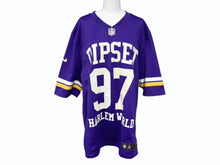 Load image into Gallery viewer, DIPSET HARLEMWORLD NFL NIKE フットボールジャージ 半袖シャツ ラバープリント パープル ポリエステル サイズM 美品 中古 4b008146