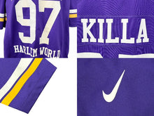 Load image into Gallery viewer, DIPSET HARLEMWORLD NFL NIKE フットボールジャージ 半袖シャツ ラバープリント パープル ポリエステル サイズM 美品 中古 4b008146