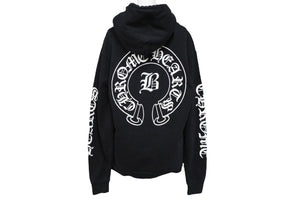 CHROME HEARTS クロムハーツ BELLA HD PLVR ベラハディッド イニシャル刺繍 ロゴプリント プルオーバーパーカーサイズM ブラック 美品 中古 4b008151
