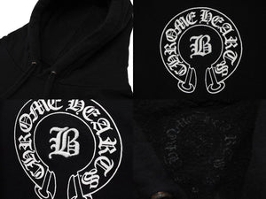 CHROME HEARTS クロムハーツ BELLA HD PLVR ベラハディッド イニシャル刺繍 ロゴプリント プルオーバーパーカーサイズM ブラック 美品 中古 4b008151