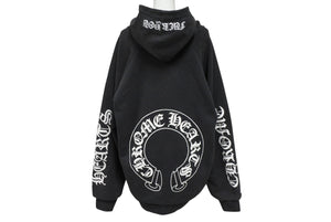 CHROME HEARTS クロムハーツ OLD Horseshoe Hoodie オールドモデル ホースシュー 袖プリント プルオーバーパーカーサイズM ブラック 美品 中古 4b008152