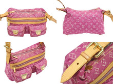 Load image into Gallery viewer, LOUIS VUITTON ルイヴィトン バギーPM ショルダーバッグ M95212 モノグラム デニム レザー ピンク ゴールド金具 美品 中古 4b008172