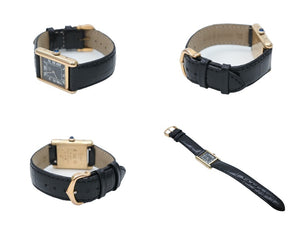 CARTIER カルティエ マストタンク ヴェルメイユ SM 腕時計 レディース 手巻き オーバーホル済み 型押し フェンディベルト 美品 中古 4b008173