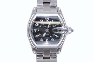 CARTIER カルティエ ロードスターLM 腕時計 W62004V3 ステンレススチール シルバー ブラック オートマティック 自動巻 美品 中古 4b008176