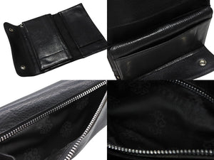 CHROME HEARTS クロムハーツ ウェーブウォレット 長財布 クロスボールボタン ダガージップ シルバー925 レザー ブラック 美品 中古 4b008182