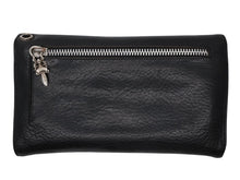 Load image into Gallery viewer, CHROME HEARTS クロムハーツ ウェーブウォレット 長財布 クロスボールボタン ダガージップ シルバー925 レザー ブラック 美品 中古 4b008182