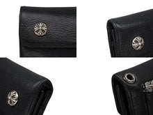 Load image into Gallery viewer, CHROME HEARTS クロムハーツ ウェーブウォレット 長財布 クロスボールボタン ダガージップ シルバー925 レザー ブラック 美品 中古 4b008182