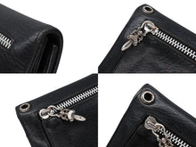 Load image into Gallery viewer, CHROME HEARTS クロムハーツ ウェーブウォレット 長財布 クロスボールボタン ダガージップ シルバー925 レザー ブラック 美品 中古 4b008182