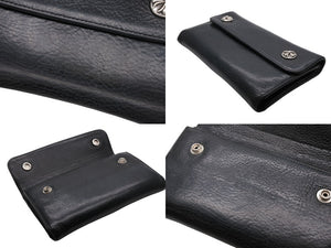 CHROME HEARTS クロムハーツ ウェーブウォレット 長財布 クロスボールボタン ダガージップ シルバー925 レザー ブラック 美品 中古 4b008182