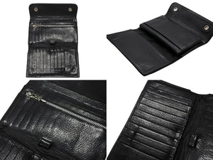 CHROME HEARTS クロムハーツ ウェーブウォレット 長財布 クロスボールボタン ダガージップ シルバー925 レザー ブラック 美品 中古 4b008182