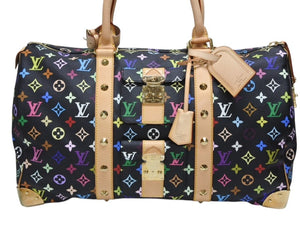 新品同様 LOUIS VUITTON ルイヴィトン キーポル 45 ボストンバッグ M92640 モノグラム マルチカラー ブラック 村上隆 中古 4b008184