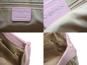 CHRISTIAN DIOR クリスチャンディオール トロッターライン ハンドバッグ ロゴプレート 03-BM-0056 ベージュ ピンク 美品 中古 4b008186