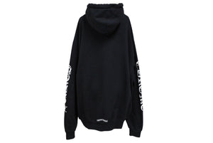 CHROME HEARTS クロムハーツ 袖プリント プルオーバーパーカー フーディ サイズXL ブラック 美品 中古 4b008187