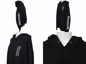 CHROME HEARTS クロムハーツ 袖プリント プルオーバーパーカー フーディ サイズXL ブラック 美品 中古 4b008187
