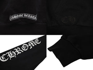 CHROME HEARTS クロムハーツ 袖プリント プルオーバーパーカー フーディ サイズXL ブラック 美品 中古 4b008187