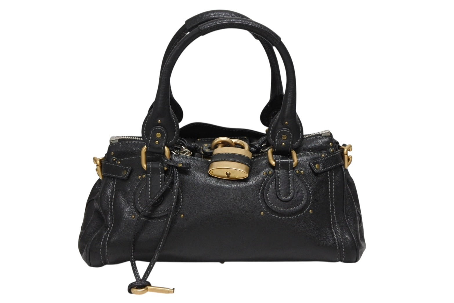 希少✨ 超美品 Chloe パディントン ハンドバッグ ブラック エナメル Chloe クロエ ハンドバッグ パディントン ワンショルダーバッグ