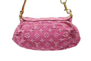 極美品 LOUIS VUITTON ルイヴィトン ミニプリーティ ワンショルダーバッグ M95216 モノグラム デニム ピンク 中古 4b008191