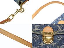 Load image into Gallery viewer, 極美品 LOUIS VUITTON ルイヴィトン ミニプリーティ ハンドバッグ M95050 モノグラムデニム レザー ブルー 中古 4b008192