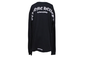 極美品 CHROME HEARTS クロムハーツ アーチロゴ 長袖Tシャツ サイズXL FUCK YOU CHプラス ブラック ホワイト 中古 4b008214