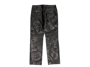 MIUMIU ミュウミュウ レザー ロングパンツ サイズ40 ブラック サイドジップ イタリア製 本革 美品 中古 4b008217