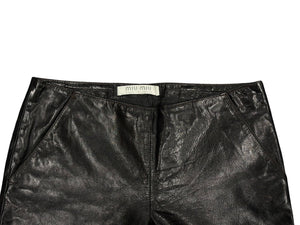 MIUMIU ミュウミュウ レザー ロングパンツ サイズ40 ブラック サイドジップ イタリア製 本革 美品 中古 4b008217