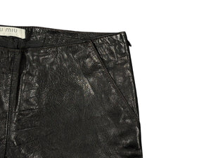 MIUMIU ミュウミュウ レザー ロングパンツ サイズ40 ブラック サイドジップ イタリア製 本革 美品 中古 4b008217