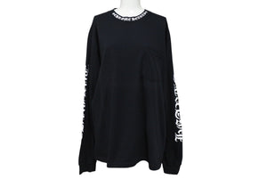CHROME HEARTS クロムハーツ ネックロゴ 長袖Tシャツ サイズL アームロゴ プリント ブラック コットン 美品 中古 4b008219