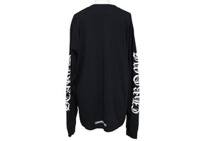 CHROME HEARTS クロムハーツ ネックロゴ 長袖Tシャツ サイズL アームロゴ プリント ブラック コットン 美品 中古 4b008219