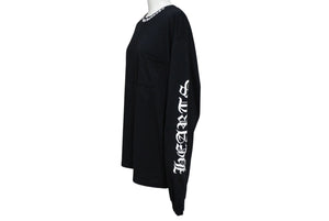 CHROME HEARTS クロムハーツ ネックロゴ 長袖Tシャツ サイズL アームロゴ プリント ブラック コットン 美品 中古 4b008219