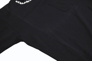 CHROME HEARTS クロムハーツ ネックロゴ 長袖Tシャツ サイズL アームロゴ プリント ブラック コットン 美品 中古 4b008219