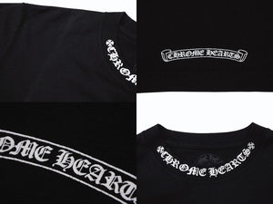 CHROME HEARTS クロムハーツ ネックロゴ 長袖Tシャツ サイズL アームロゴ プリント ブラック コットン 美品 中古 4b008219