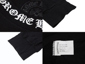 CHROME HEARTS クロムハーツ ネックロゴ 長袖Tシャツ サイズL アームロゴ プリント ブラック コットン 美品 中古 4b008219