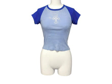 Load image into Gallery viewer, CHROME HEARTS クロムハーツ CROSS RAGLAN TEE セメタリークロス ラグラン 半袖Tシャツ ブルー サイズXS 良品 中古 4b008220