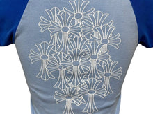 Load image into Gallery viewer, CHROME HEARTS クロムハーツ CROSS RAGLAN TEE セメタリークロス ラグラン 半袖Tシャツ ブルー サイズXS 良品 中古 4b008220