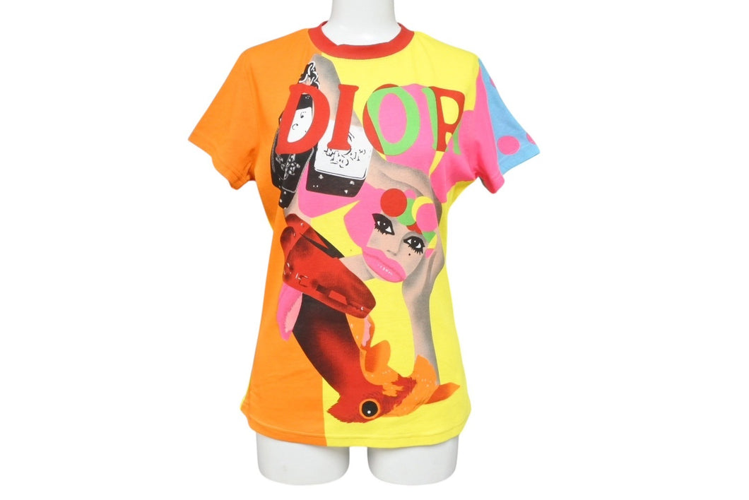 新品未使用 Christian Dior クリスチャンディオール 総柄半袖Tシャツ 5E16155203 サイズ42 マルチカラー ガリアーノ期 中古 4b008221