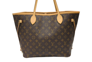 極美品 LOUIS VUITTON ルイヴィトン トートバッグ モノグラム M40156 ネヴァーフルMM ブラウン PVCコーティングキャンバス 中古 4b008228