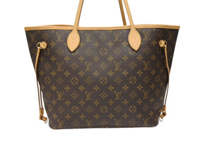 極美品 LOUIS VUITTON ルイヴィトン トートバッグ モノグラム M40156 ネヴァーフルMM ブラウン PVCコーティングキャンバス 中古 4b008228
