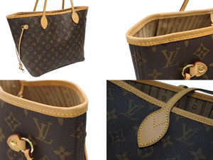 極美品 LOUIS VUITTON ルイヴィトン トートバッグ モノグラム M40156 ネヴァーフルMM ブラウン PVCコーティングキャンバス 中古 4b008228