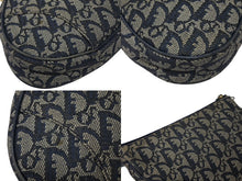 画像をギャラリービューアに読み込む, Christian Dior クリスチャンディオール サドルポーチ アクセサリーポーチ MC 0071 ネイビー トロッター柄 ガリアーノ期 美品 中古 4b008232