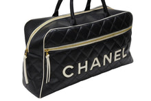 Load image into Gallery viewer, CHANEL シャネル スポーツライン ボストンバッグ A05943 3番台 キルティング ココマーク レザー ブラック ゴールド金具 美品 中古 4b008234