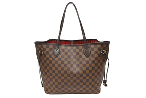 極美品 LOUIS VUITTON ルイヴィトン ダミエ ネヴァーフルMM トートバッグ N51105 PVC レザー ブラウン ゴールド金具 中古 4b008248