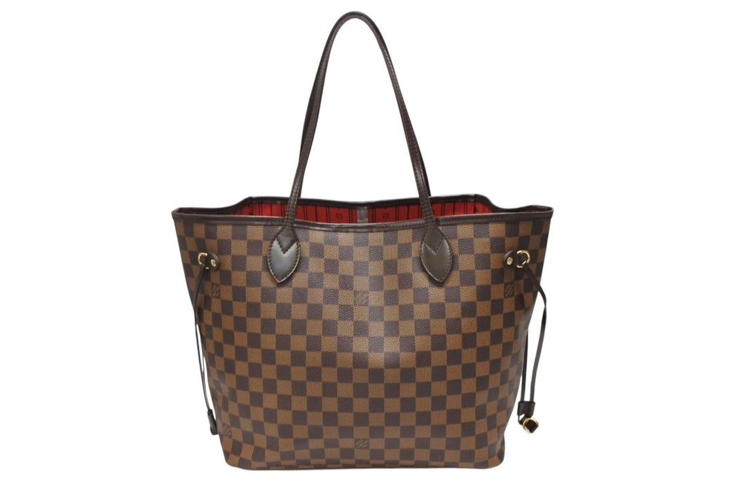 極美品 LOUIS VUITTON ルイヴィトン ダミエ ネヴァーフルMM トートバッグ N51105 PVC レザー ブラウン ゴールド金具 中古 4b008248