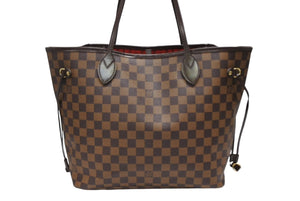 極美品 LOUIS VUITTON ルイヴィトン ダミエ ネヴァーフルMM トートバッグ N51105 PVC レザー ブラウン ゴールド金具 中古 4b008248